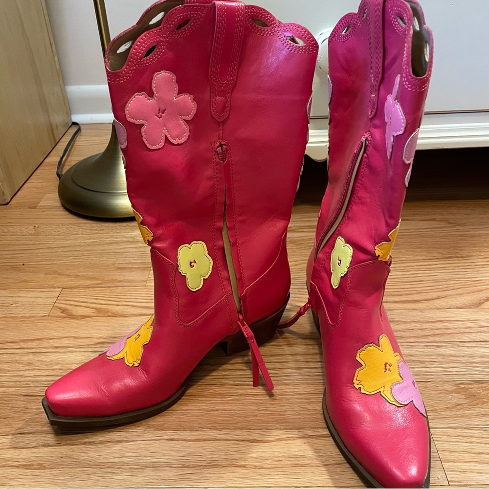 Circus by Sam Edelman Pink and Yellow Cowboy Boots
